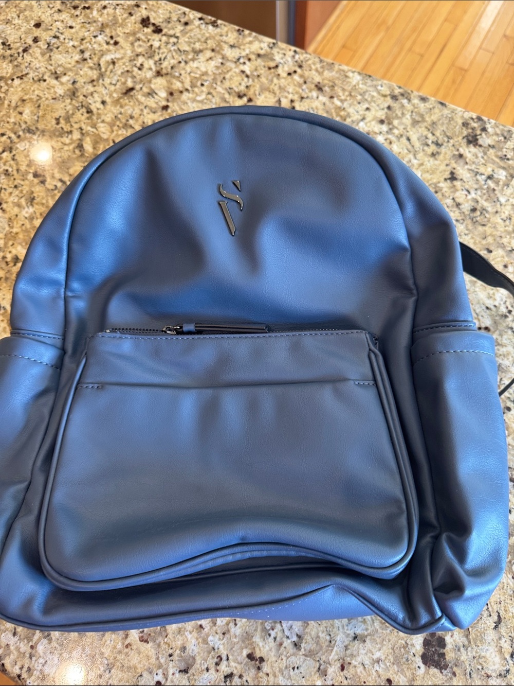 simply Vera Wang Blue Faux Leather Backpack - Sleek Everyday Bag
